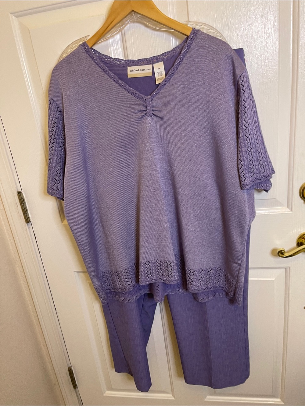 Alfred Dunner  Woman  Classic Two-Piece Knit Lavender Set